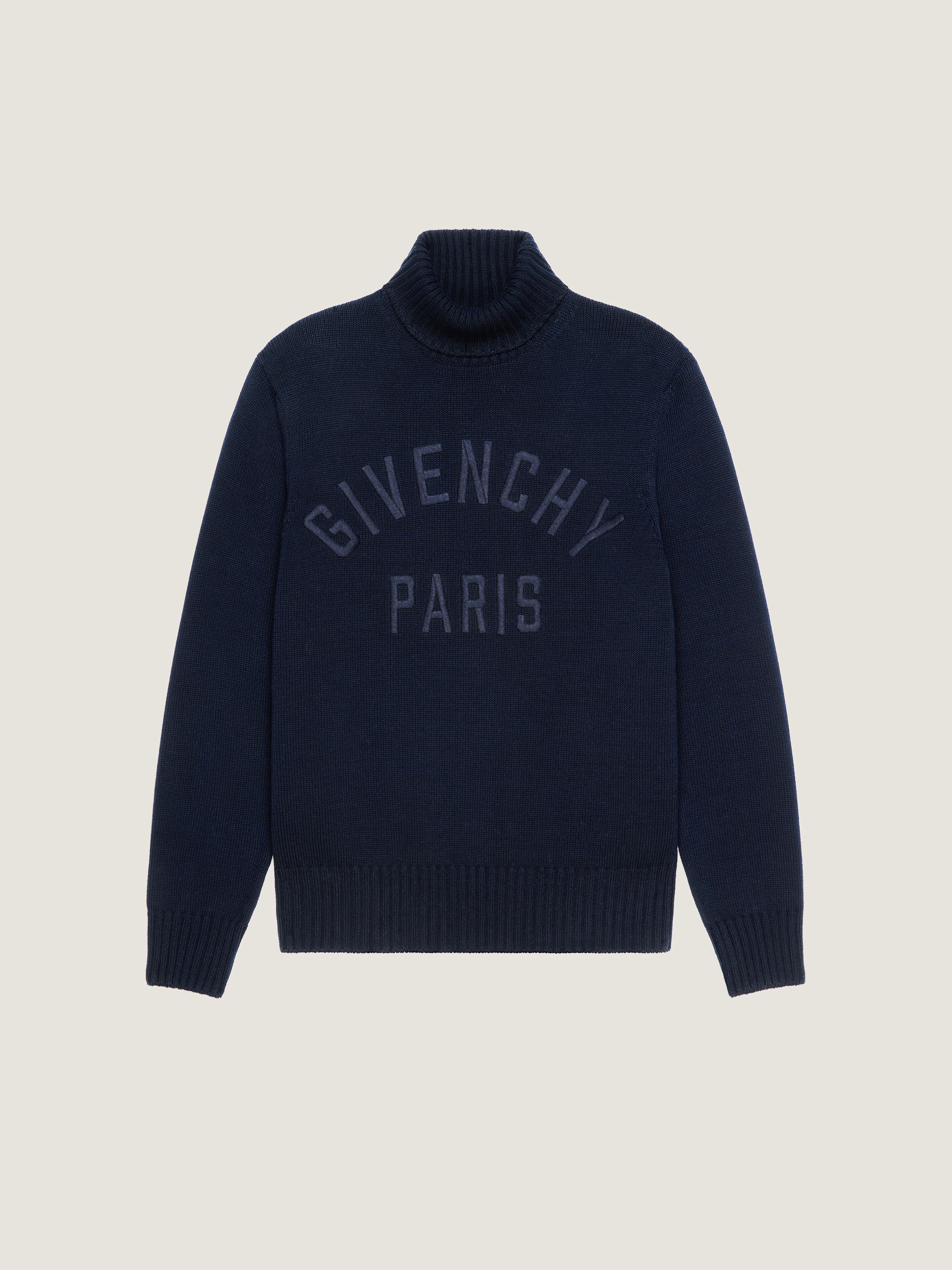 Turtleneck sweater in cotton with GIVENCHY Paris embroidery